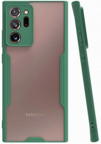 Samsung Galaxy Note 20 Ultra Kılıf Renkli Silikon Kamera Lens Korumalı Şeffaf Parfe Kapak - Yeşil