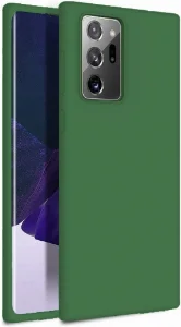 Samsung Galaxy Note 20 Ultra Kılıf Liquid Serisi İçi Kadife İnci Esnek Silikon Kapak - Koyu Yeşil