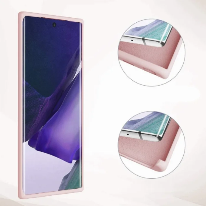 Samsung Galaxy Note 20 Ultra Kılıf Liquid Serisi İçi Kadife İnci Esnek Silikon Kapak - Pudra