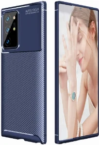 Samsung Galaxy Note 20 Ultra Kılıf Karbon Serisi Mat Fiber Silikon Negro Kapak - Lacivert