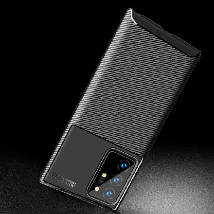 Samsung Galaxy Note 20 Ultra Kılıf Karbon Serisi Mat Fiber Silikon Negro Kapak - Siyah