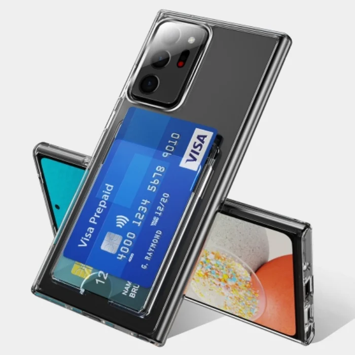 Samsung Galaxy Note 20 Ultra Kılıf Şeffaf Clear Kartlık Bölmeli Silikon Kapak