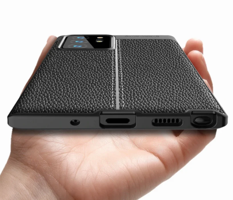 Samsung Galaxy Note 20 Ultra Kılıf Deri Görünümlü Parmak İzi Bırakmaz Niss Silikon - Siyah