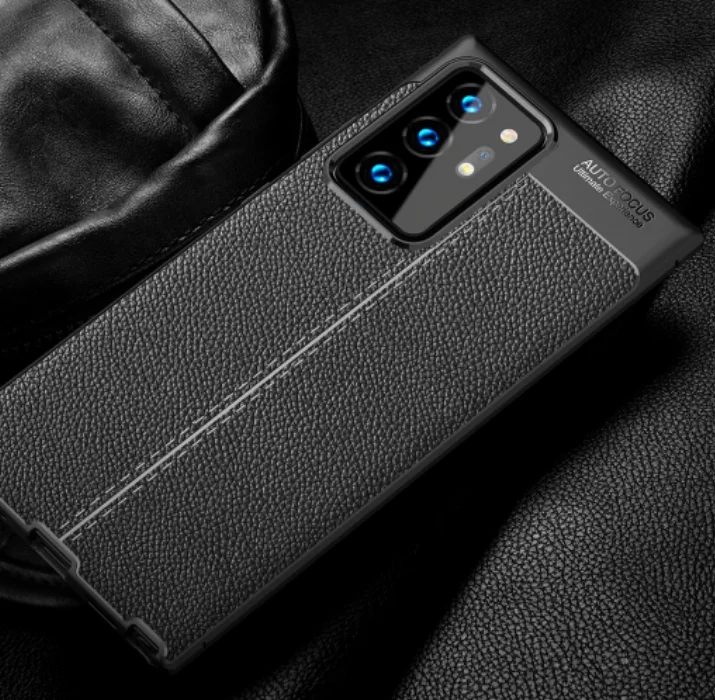 Samsung Galaxy Note 20 Ultra Kılıf Deri Görünümlü Parmak İzi Bırakmaz Niss Silikon - Siyah