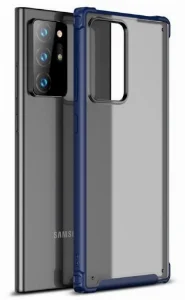 Samsung Galaxy Note 20 Ultra Kılıf Volks Serisi Kenarları Silikon Arkası Şeffaf Sert Kapak - Lacivert