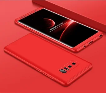 Samsung Galaxy Note 8 Kılıf 3 Parçalı 360 Tam Korumalı Rubber AYS Kapak  - Kırmızı