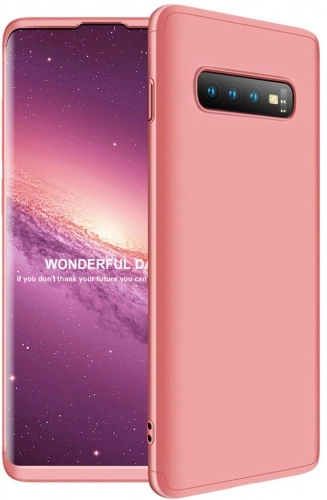 Samsung Galaxy S10 Kılıf 3 Parçalı 360 Tam Korumalı Rubber AYS Kapak  - Rose Gold