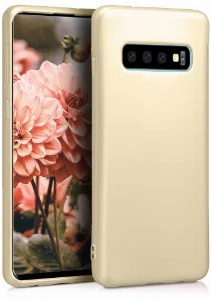 Samsung Galaxy S10 Kılıf İnce Mat Esnek Silikon - Gold