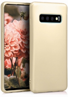 Samsung Galaxy S10 Kılıf İnce Soft Mat Renkli Esnek Silikon Kapak - Gold