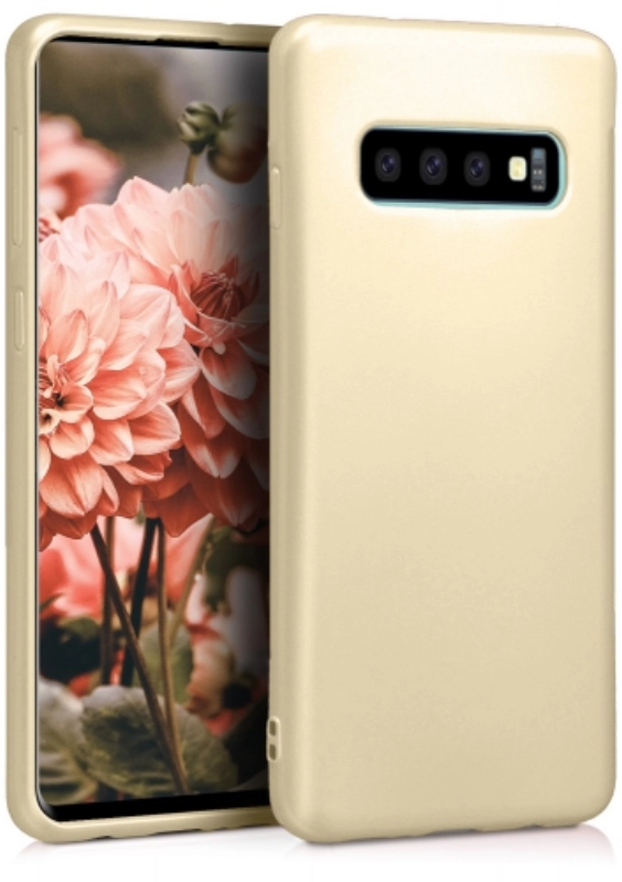 Samsung Galaxy S10 Kılıf İnce Soft Mat Renkli Esnek Silikon Kapak - Gold