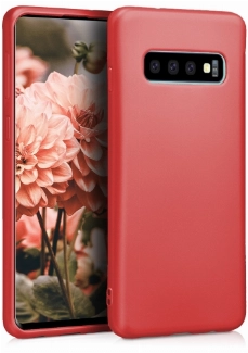 Samsung Galaxy S10 Kılıf İnce Soft Mat Renkli Esnek Silikon Kapak - Kırmızı