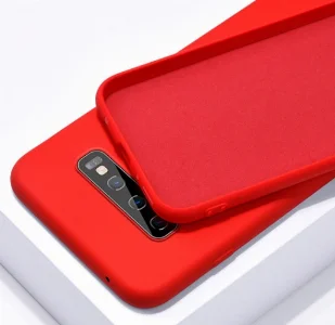 Samsung Galaxy S10 Kılıf Liquid Serisi İçi Kadife İnci Esnek Silikon Kapak - Kırmızı