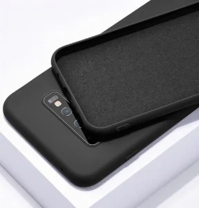 Samsung Galaxy S10 Kılıf Liquid Serisi İçi Kadife İnci Esnek Silikon Kapak - Siyah