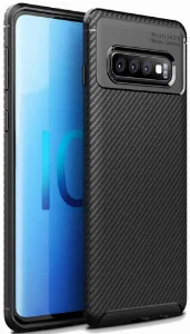 Samsung Galaxy S10 Kılıf Karbon Serisi Mat Fiber Silikon Negro Kapak - Siyah