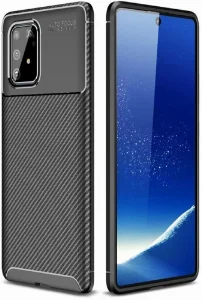 Samsung Galaxy S10 Lite Kılıf Karbon Serisi Mat Fiber Silikon Negro Kapak - Siyah