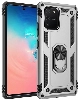 Samsung Galaxy S10 Lite Kılıf Silikon Zırhlı Standlı Yüzüklü Mıknatıslı Tank Kapak - Gri