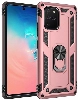 Samsung Galaxy S10 Lite Kılıf Silikon Zırhlı Standlı Yüzüklü Mıknatıslı Tank Kapak - Rose Gold