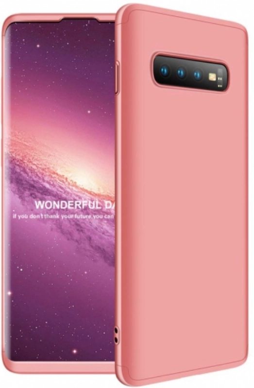 Samsung Galaxy S10 Plus Kılıf 3 Parçalı 360 Tam Korumalı Rubber AYS Kapak  - Rose Gold