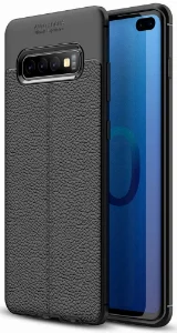Samsung Galaxy S10 Plus Kılıf Deri Görünümlü Parmak İzi Bırakmaz Niss Silikon - Siyah