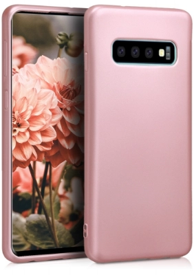 Samsung Galaxy S10e Kılıf İnce Soft Mat Renkli Esnek Silikon Kapak - Rose Gold