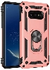 Samsung Galaxy S10e Kılıf Silikon Zırhlı Standlı Yüzüklü Mıknatıslı Tank Kapak - Rose Gold