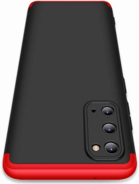 Samsung Galaxy S20 FE Kılıf 3 Parçalı 360 Tam Korumalı Rubber AYS Kapak - Kırmızı Siyah