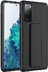 Samsung Galaxy S20 FE Kılıf Mat Pürüzsüz Standlı Katlanabilir Qstand Kapak - Siyah