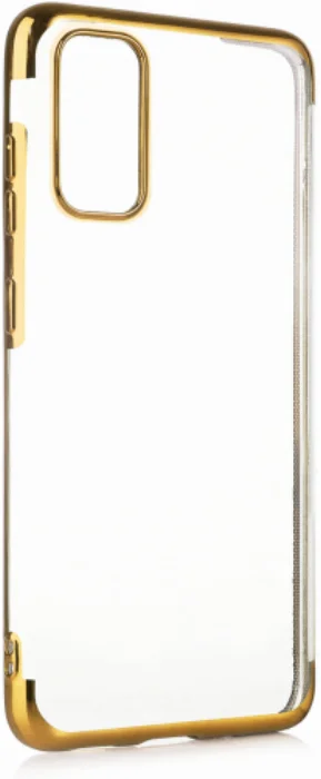 Samsung Galaxy S20 FE Kılıf Renkli Köşeli Lazer Şeffaf Esnek Silikon - Gold