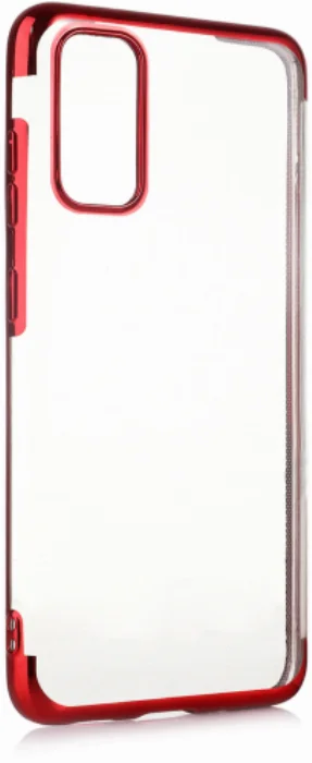 Samsung Galaxy S20 FE Kılıf Renkli Köşeli Lazer Şeffaf Esnek Silikon - Kırmızı
