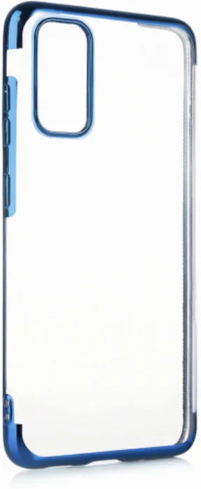 Samsung Galaxy S20 FE Kılıf Renkli Köşeli Lazer Şeffaf Esnek Silikon - Mavi