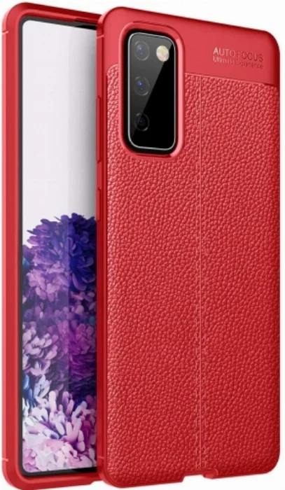Samsung Galaxy S20 FE Kılıf Deri Görünümlü Parmak İzi Bırakmaz Niss Silikon - Kırmızı