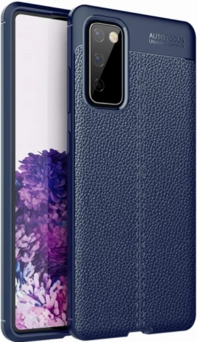Samsung Galaxy S20 FE Kılıf Deri Görünümlü Parmak İzi Bırakmaz Niss Silikon - Lacivert