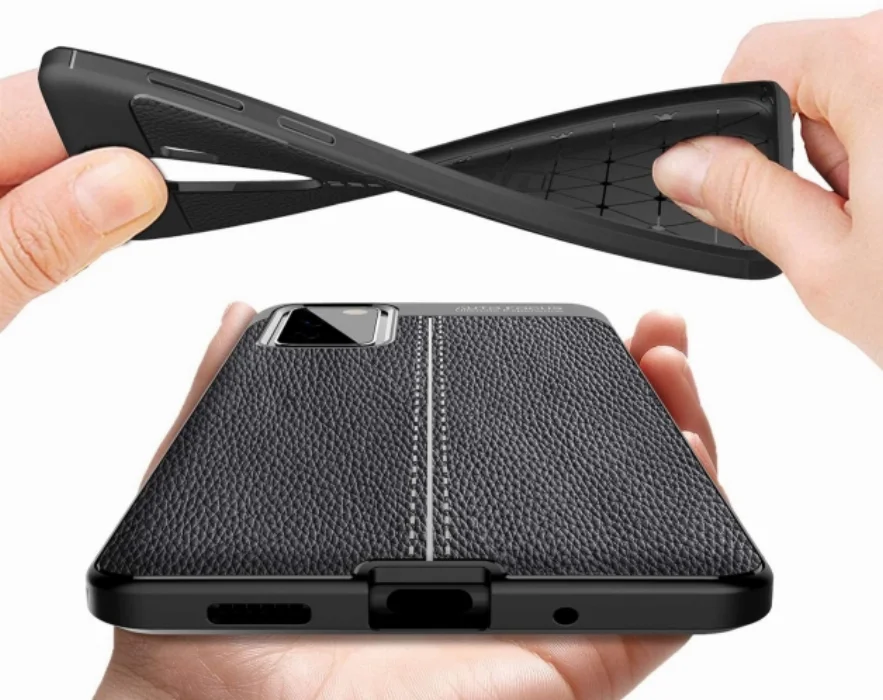 Samsung Galaxy S20 FE Kılıf Deri Görünümlü Parmak İzi Bırakmaz Niss Silikon - Siyah