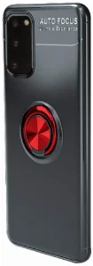 Samsung Galaxy S20 Kılıf Auto Focus Serisi Soft Premium Standlı Yüzüklü Kapak - Kırmızı Siyah