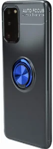 Samsung Galaxy S20 Kılıf Auto Focus Serisi Soft Premium Standlı Yüzüklü Kapak - Mavi Siyah
