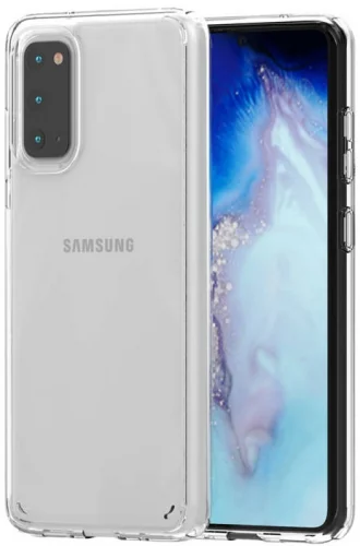 Samsung Galaxy S20 Kılıf Korumalı Kenarları Silikon Arkası Sert Coss Kapak  - Şeffaf