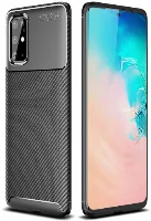 Samsung Galaxy S20 Plus Kılıf Silikon Parmak İzi Bırakmayan Karbon Soft Negro Kapak - Siyah