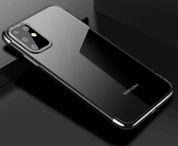 Samsung Galaxy S20 Plus Kılıf Renkli Köşeli Lazer Şeffaf Esnek Silikon - Gri