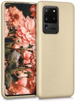 Samsung Galaxy S20 Ultra Kılıf İnce Soft Mat Renkli Esnek Silikon Kapak - Gold