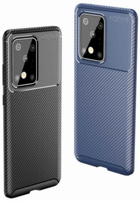 Samsung Galaxy S20 Ultra Kılıf Karbon Serisi Mat Fiber Silikon Negro Kapak - Siyah