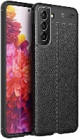Samsung Galaxy S21 FE Kılıf Deri Görünümlü Lüks Parmak İzi Bırakmaz Niss Silikon Kapak - Siyah
