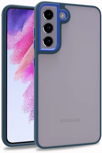 Samsung Galaxy S21 FE Kılıf Electro Silikon Renkli Flora Kapak - Mavi