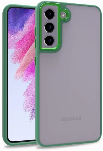 Samsung Galaxy S21 FE Kılıf Electro Silikon Renkli Flora Kapak - Yeşil