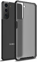 Samsung Galaxy S21 FE Kılıf Volks Serisi Kenarları Silikon Arkası Şeffaf Sert Kapak - Siyah