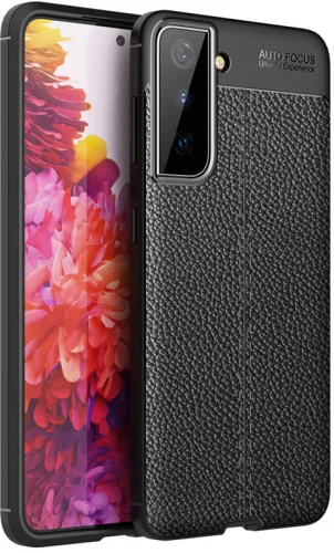 Samsung Galaxy S21 Kılıf Deri Görünümlü Parmak İzi Bırakmaz Niss Silikon - Siyah