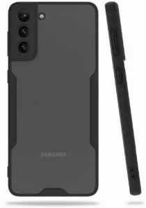 Samsung Galaxy S21 Plus Kılıf Kamera Lens Korumalı Arkası Şeffaf Silikon Kapak - Siyah