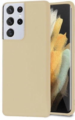 Samsung Galaxy S21 Ultra Kılıf İnce Soft Mat Renkli Esnek Silikon Kapak - Gold