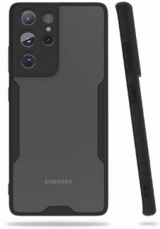 Samsung Galaxy S21 Ultra Kılıf Renkli Silikon Kamera Lens Korumalı Şeffaf Parfe Kapak - Siyah