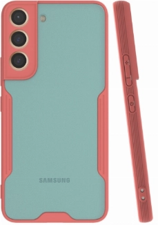 Samsung Galaxy S22 Kılıf Renkli Silikon Kamera Lens Korumalı Şeffaf Parfe Kapak - Pembe