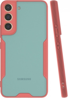 Samsung Galaxy S22 Kılıf Renkli Silikon Kamera Lens Korumalı Şeffaf Parfe Kapak - Pembe